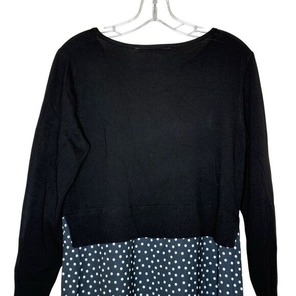 Hailey Lyn Black Long Sleeve Maxi Sweater Dress Size M Polka Dot Knit Round Neck - Picture 5 of 11